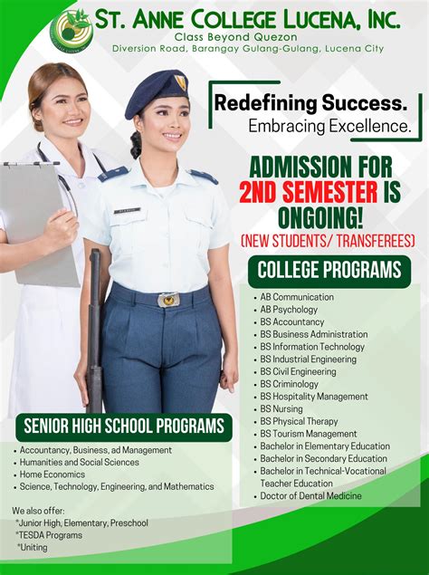 St. Anne College of Lucena: bachelor's programs .